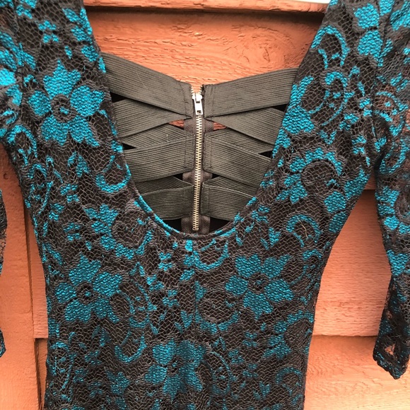 Dress Formal Teal Homecoming Lace - Picture 4 of 6